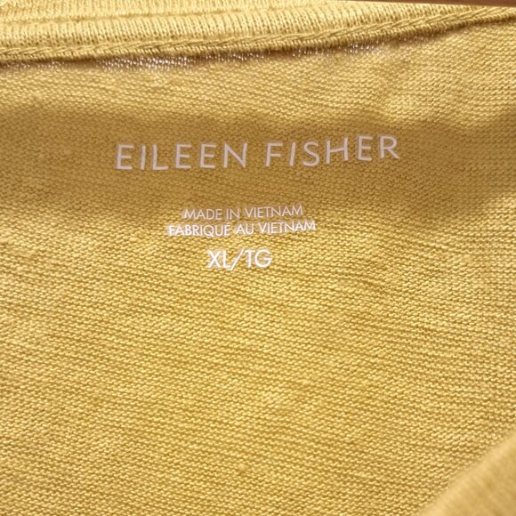 Eileen Fisher Organic Linen Jersey V-Neck Tee LemonDrop Size XL - Picture 7 of 8